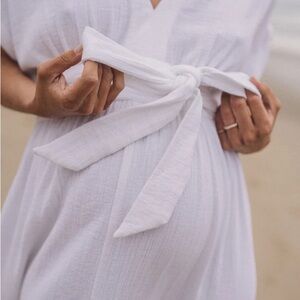 Hatch Textured White Maternity Dress